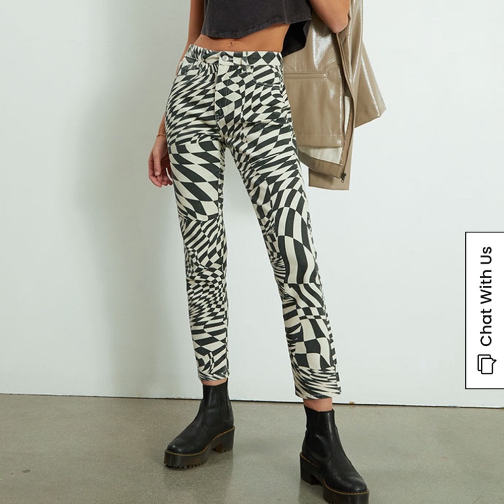 Pacsun black and white pattern mom jeans